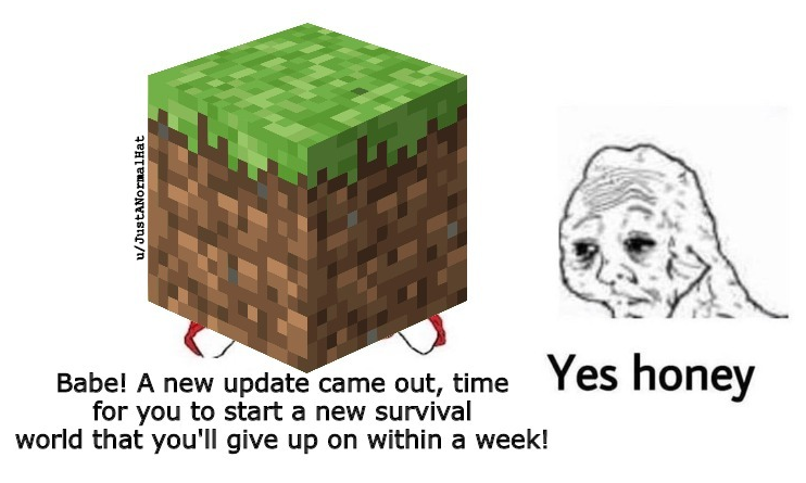 a picture of a dog and a cube with a caption saying, babel a new update came out