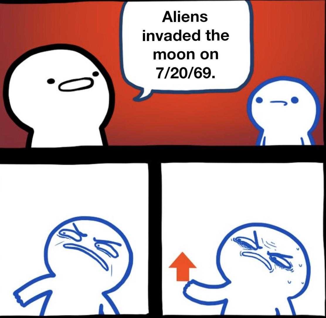 a cartoon of a comic strip with a picture of aliens in the moon