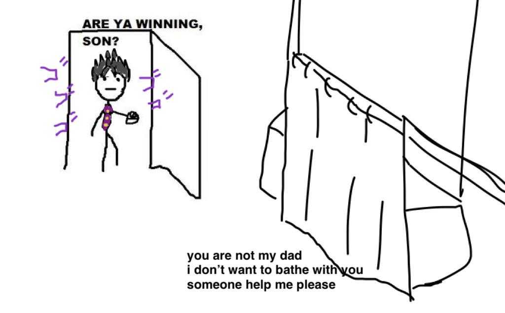 cartoon of a man standing in front of a mirror with a sign saying, are you winning, son?