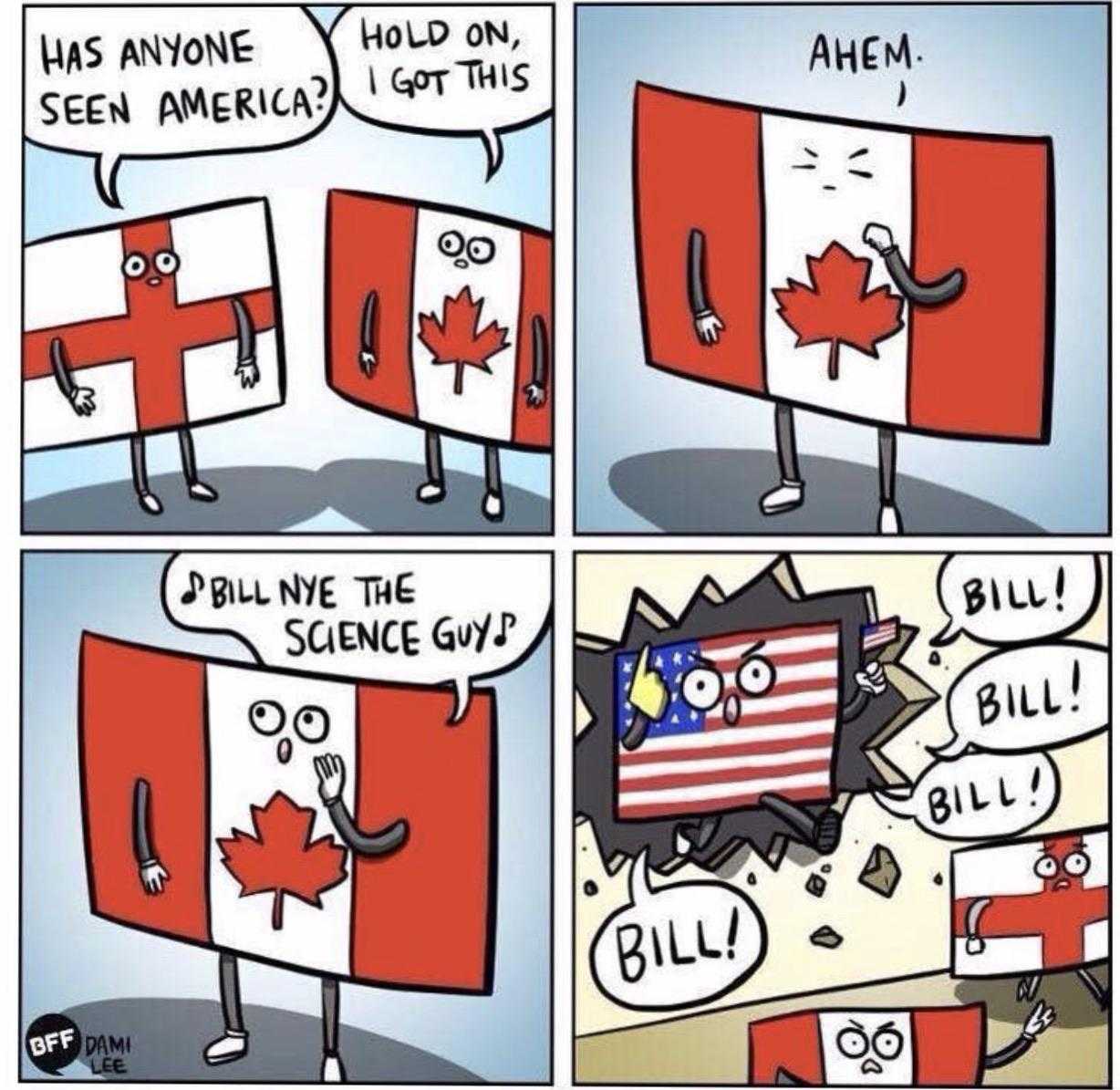 a cartoon of a canadian flag with a canadian flag on it