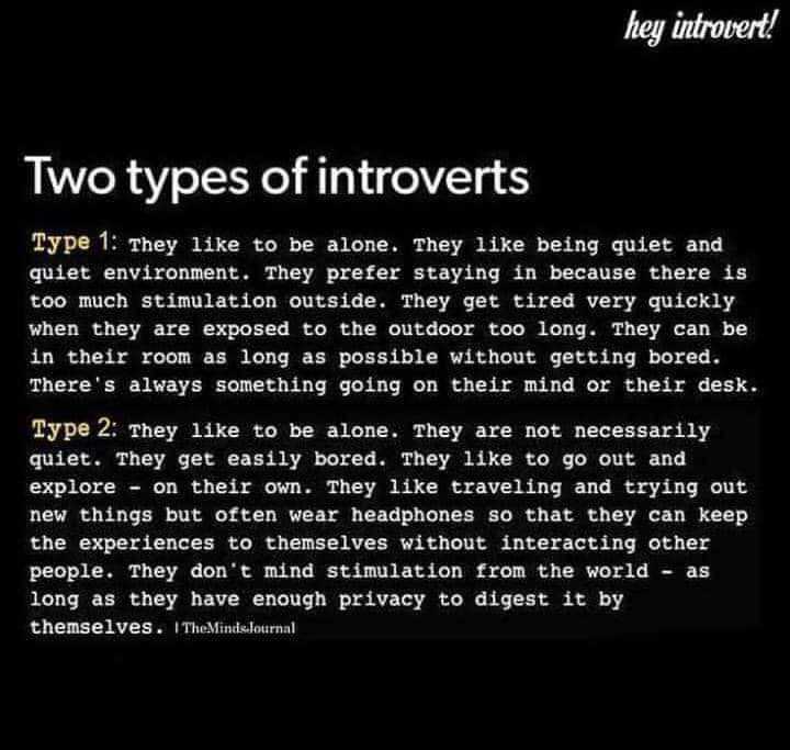 a black and white photo of a text description of two types of introverts