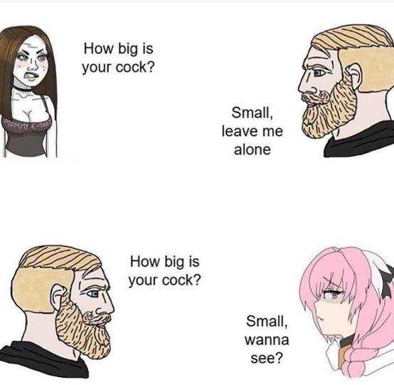 cartoon of a man with a beard and a woman with a pink hair