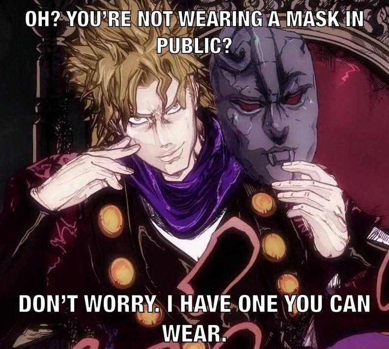 a picture taken from a anime with a caption of a guy in a suit and a mask