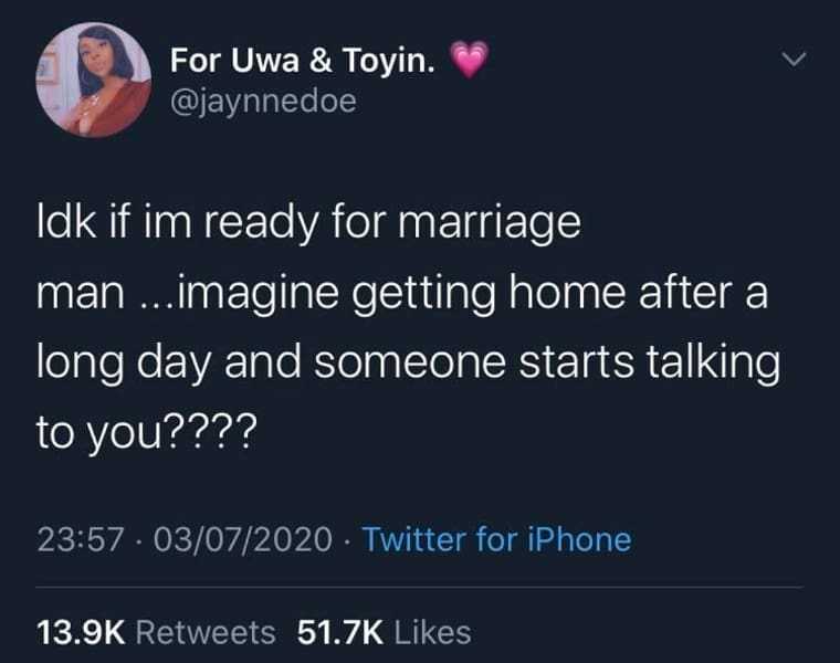 a tweet message from a man about getting married