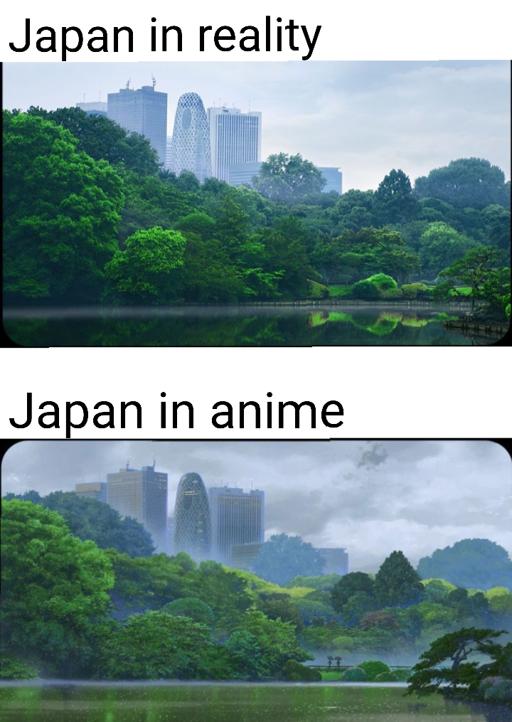 two pictures of a river with a city in the background