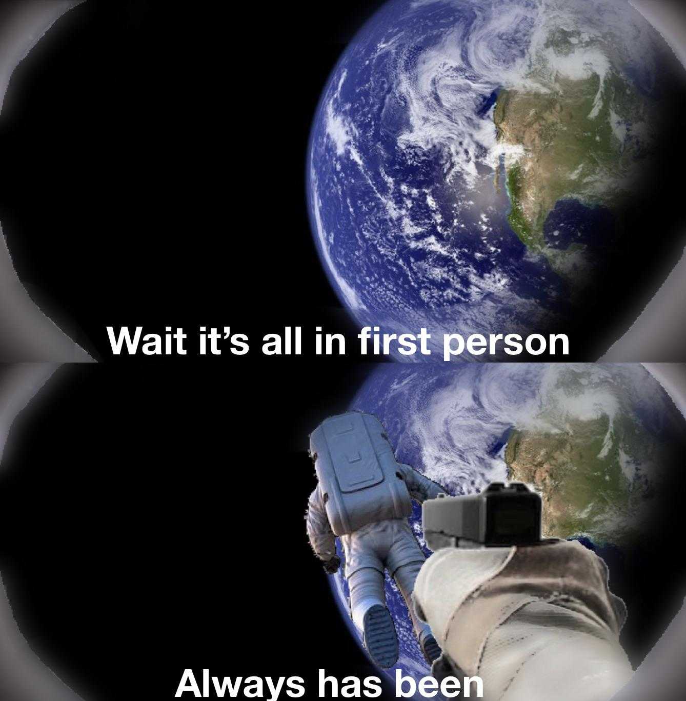 there is a picture of a man holding a gun in front of the earth