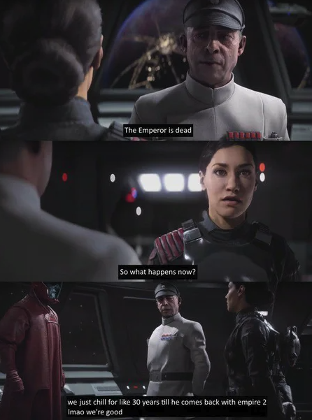 a scene from star wars the old republic with a caption of a man and woman