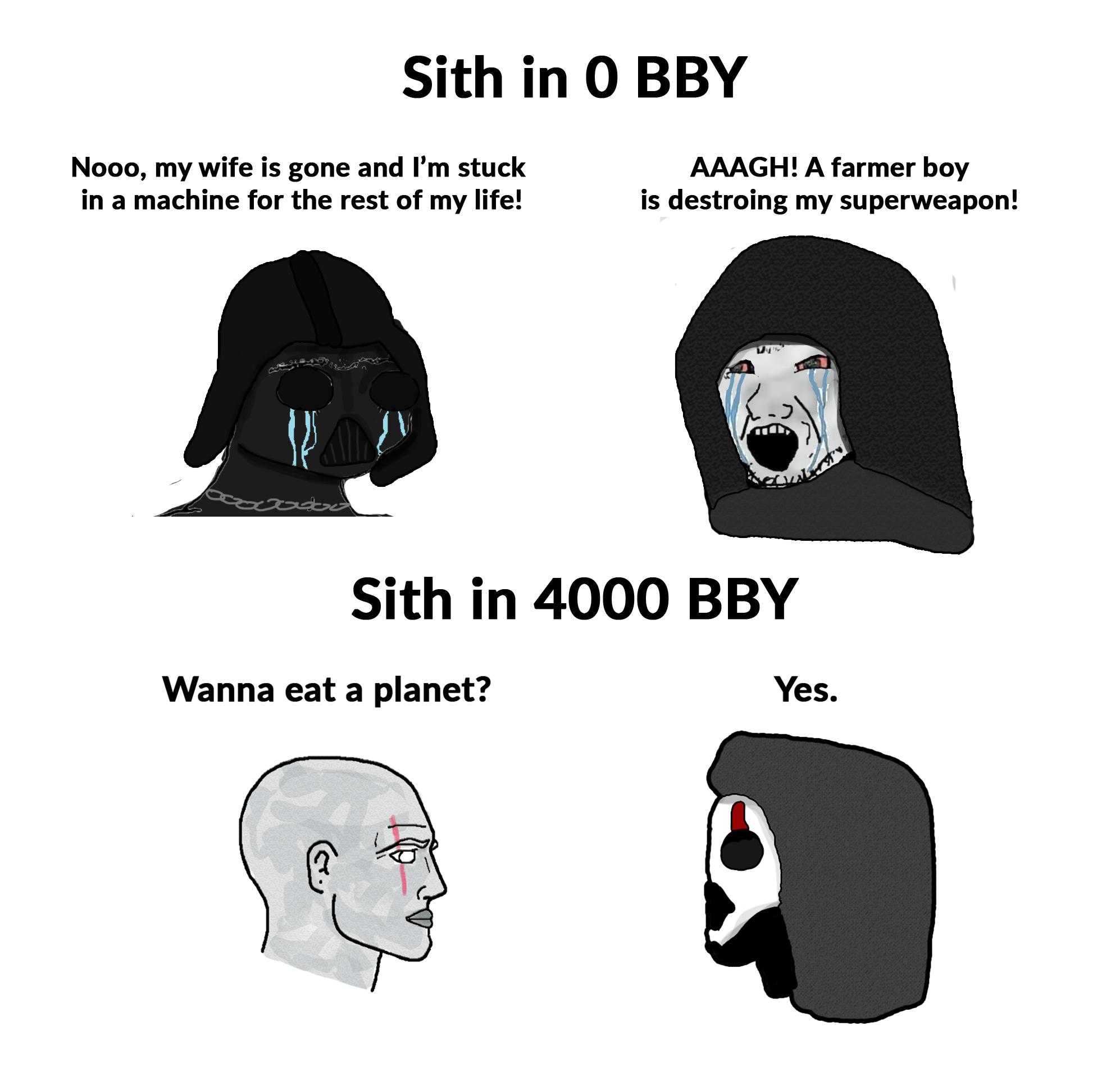 a cartoon of a man with a darth vader mask and a darth vader mask