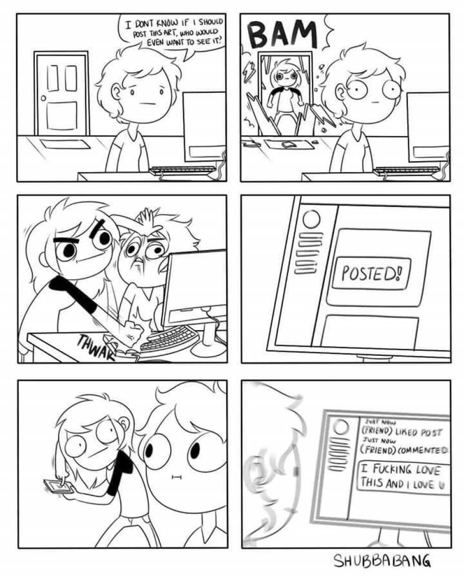 a comic strip with a comic strip about a man and woman working on a computer