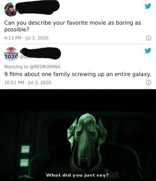 a screenshot of a star wars scene with a text message