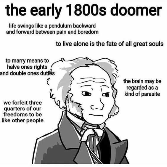 a cartoon of a man in a suit and tie with a quote about the early 1800s