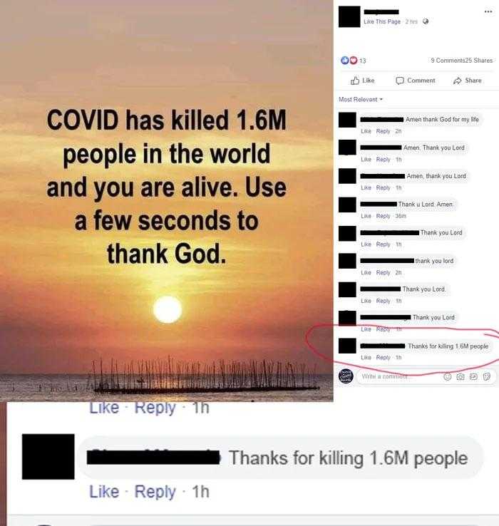 a screenshot of a facebook post with a picture of a sunset