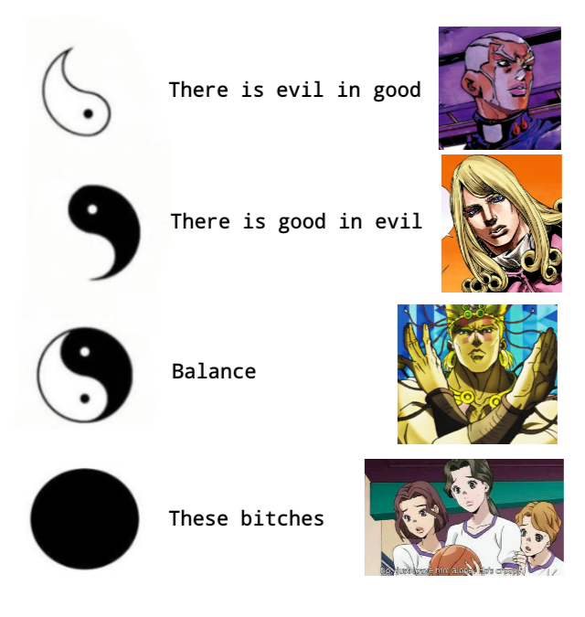 there is evil in good there is good in evil balance these bitches