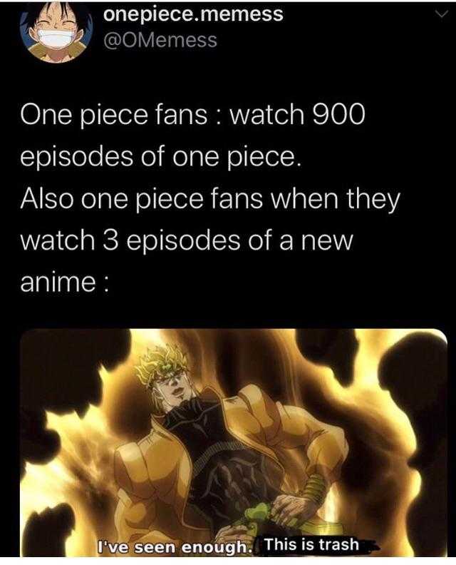 a cartoon picture of a man sitting on a fire with a caption saying, one piece fans watch 90