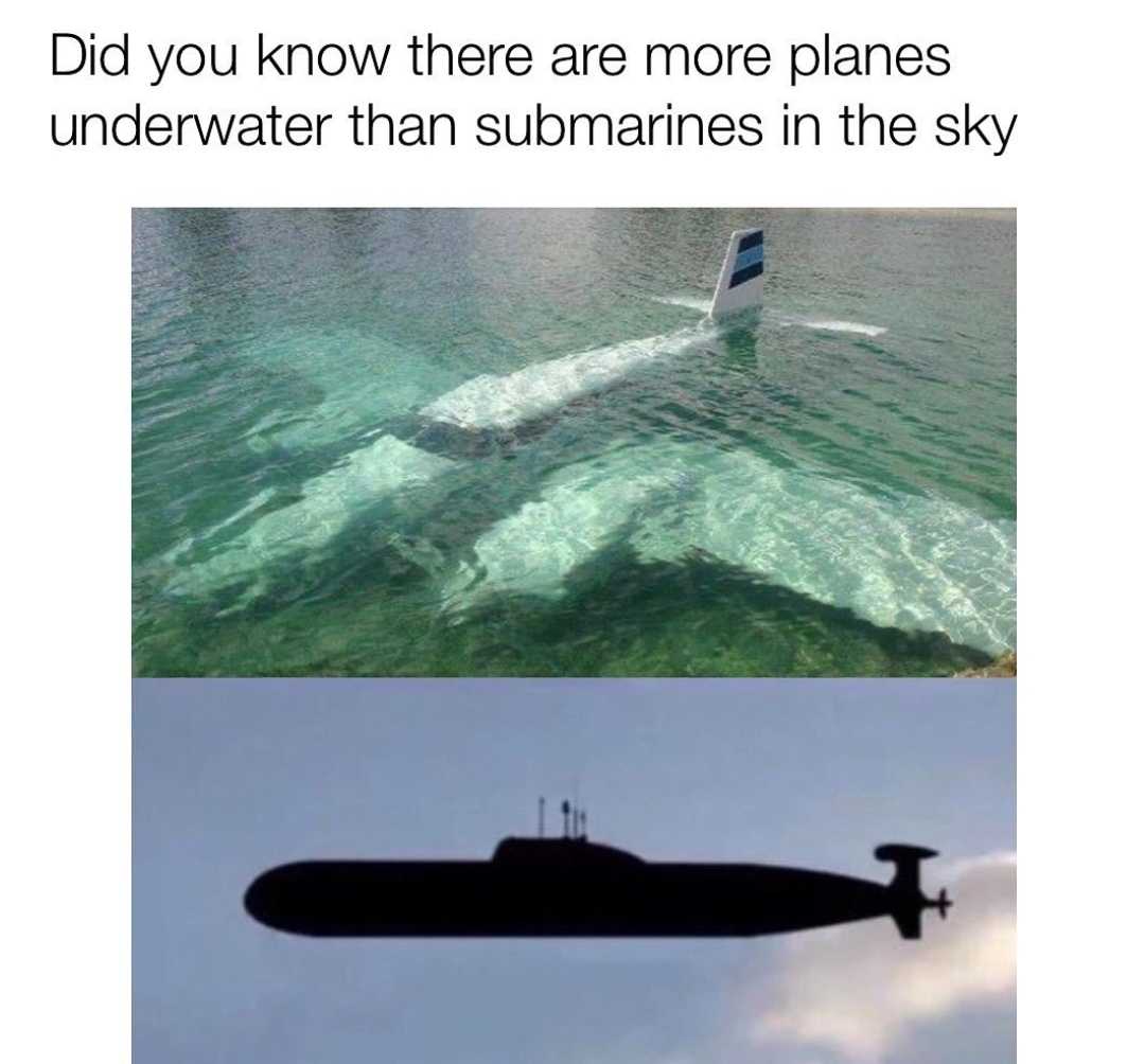 submarine in the water and a submarine in the sky