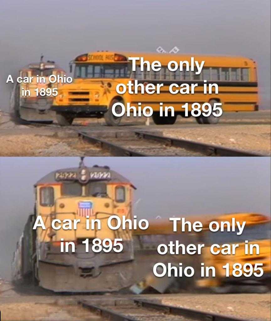 there are two pictures of a school bus and a train on the tracks