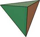 a green triangle with a brown center and a brown bottom