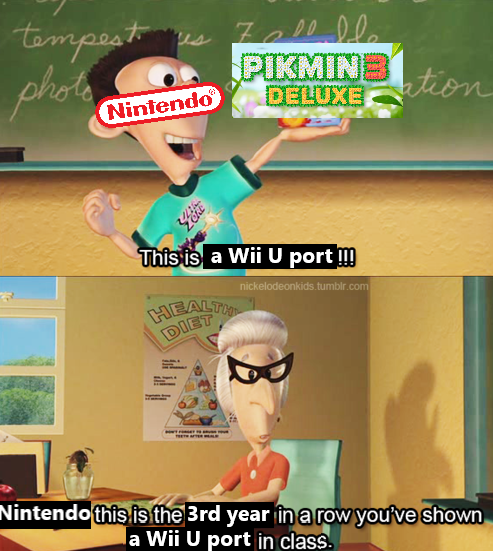 cartoon of a man holding a nintendo wii remote in front of a blackboard