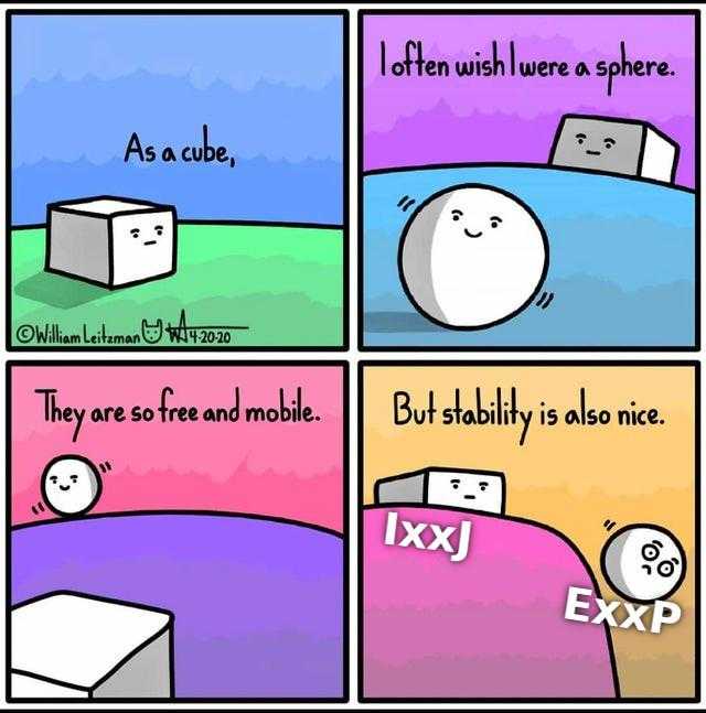 a cartoon of a comic strip with a picture of a cube and a box