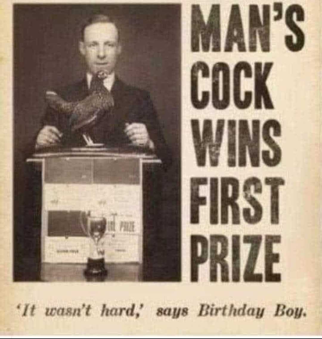 advertisement for a man ' s cook wins first prize