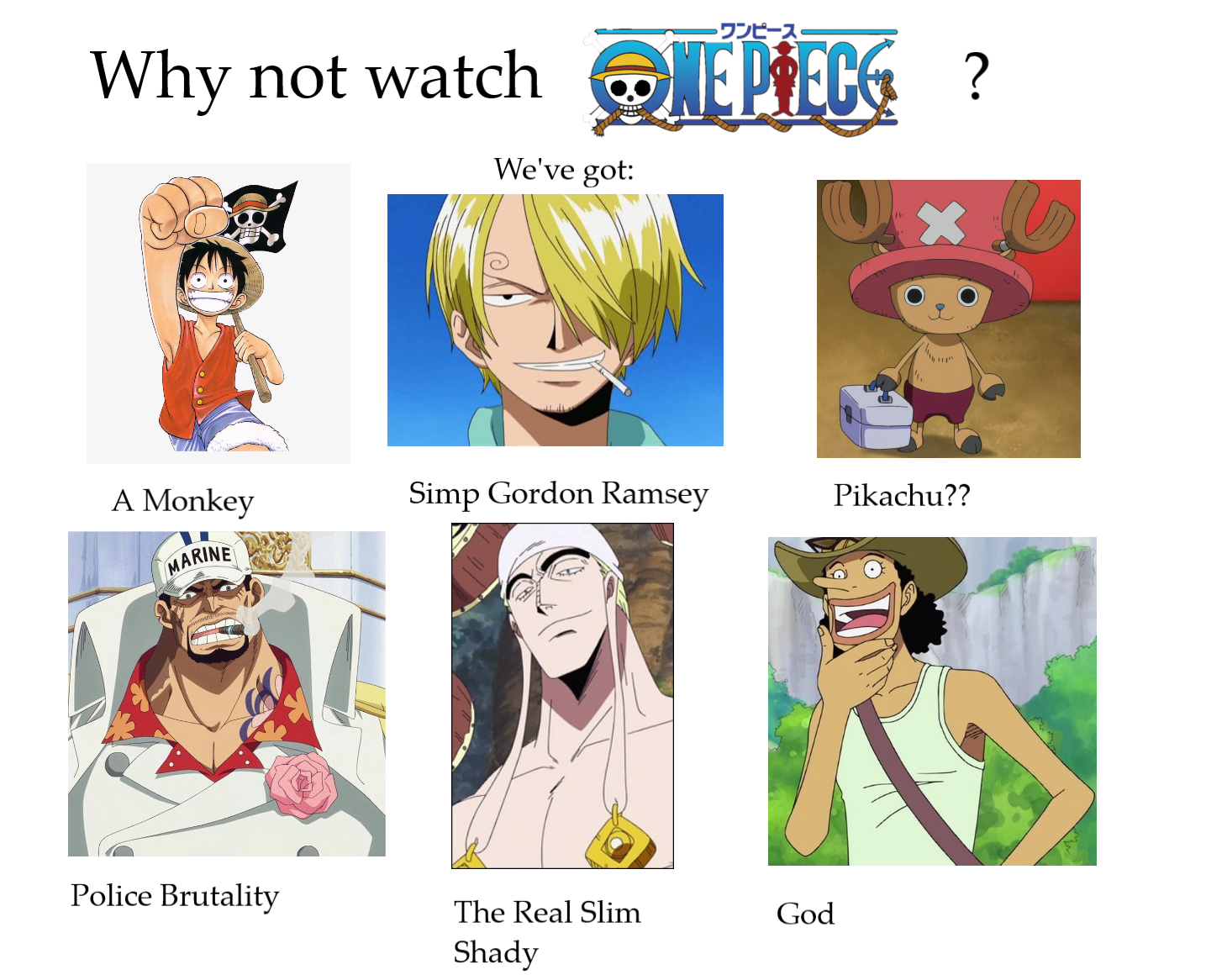 there are four different pictures of one piece characters