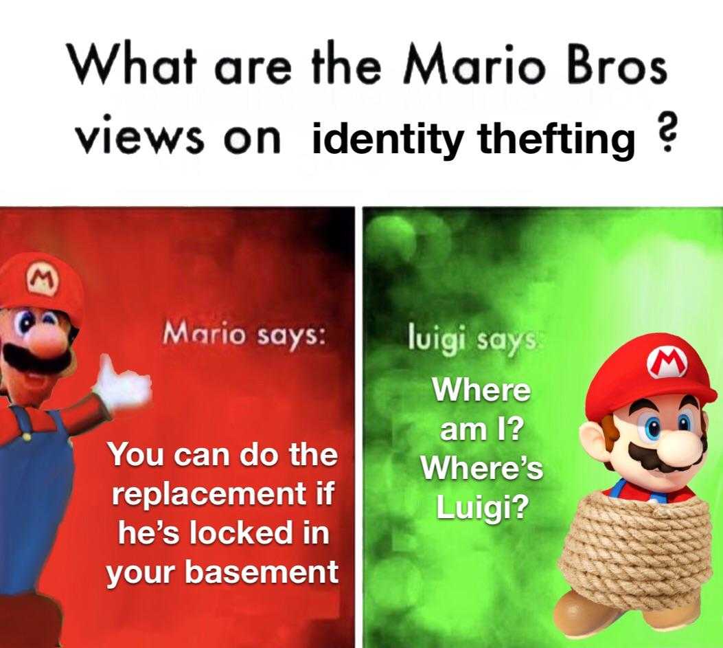 two pictures of mario bros characters with caption caption