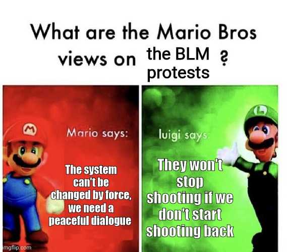 two pictures of mario bros and luigi bros with the same text