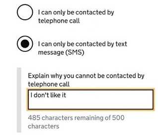 a screenshot of a cell phone with the text ' can only be connected by telephone call '