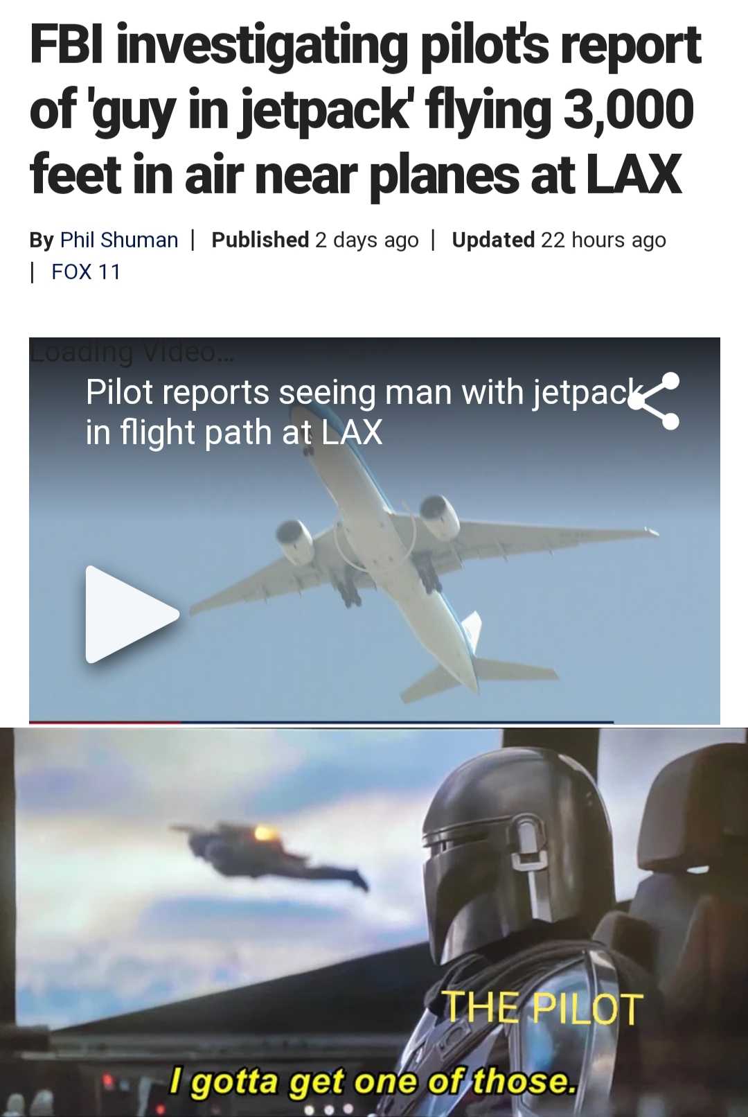 a screenshot of a newspaper article with a picture of a jet plane