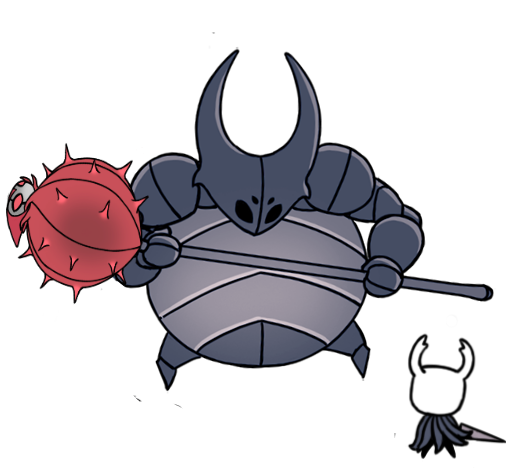 cartoon of a man in armor holding a red ball and a stick