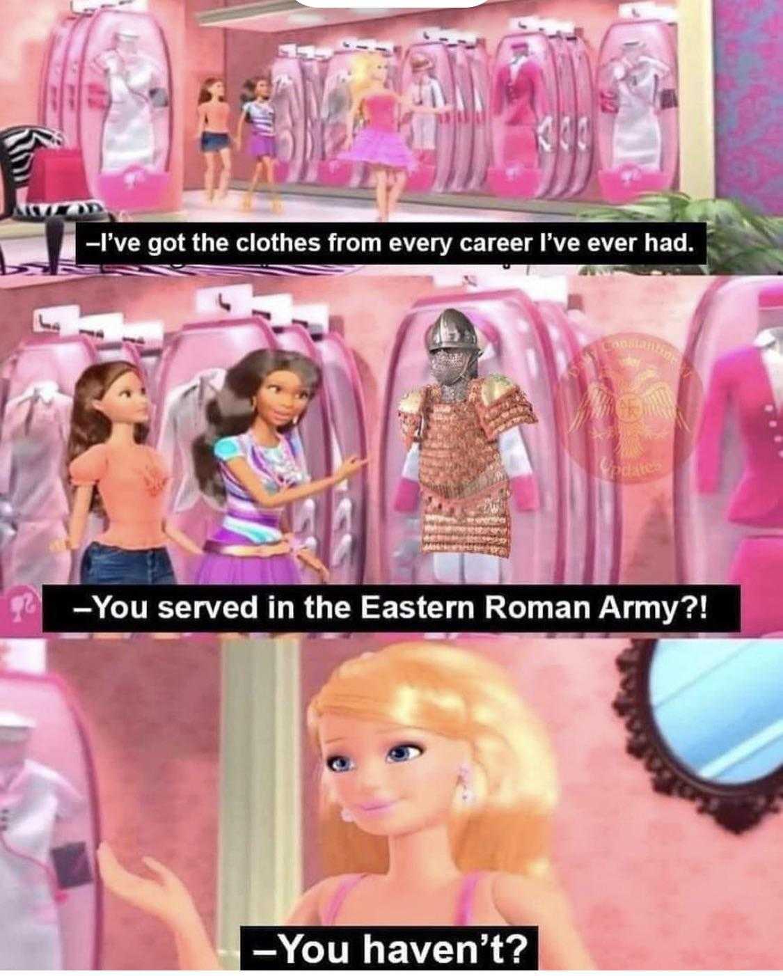 a picture taken from a barbie doll store with a caption of a barbie doll