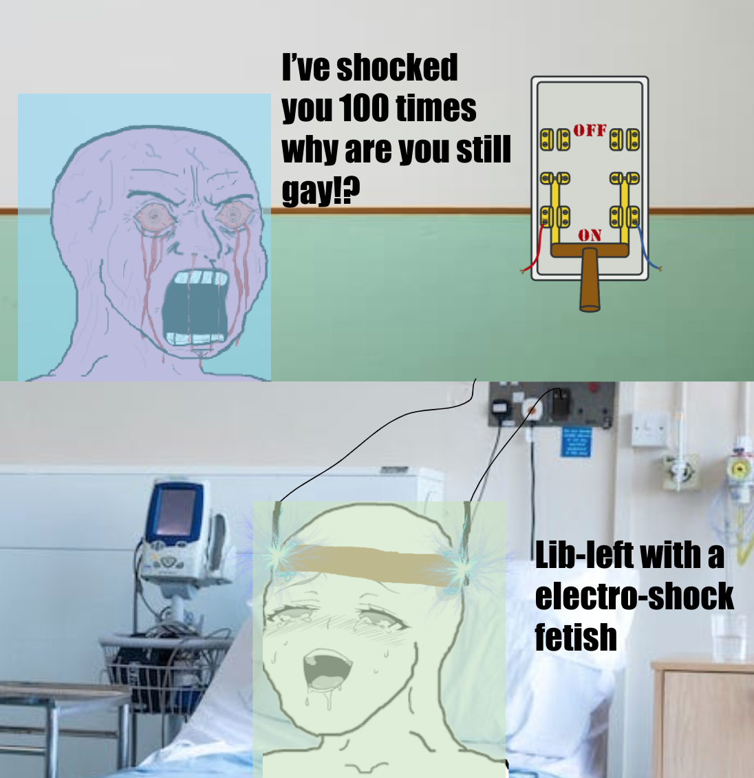 there is a picture of a cartoon picture of a hospital room