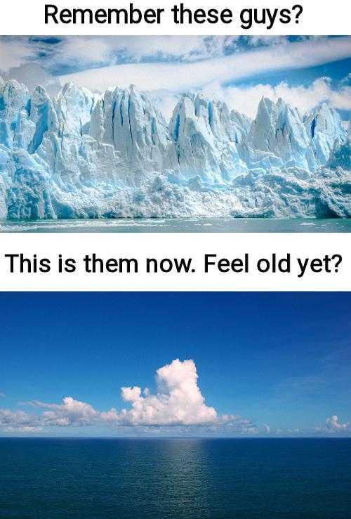 two pictures of a glacier and a cloud in the sky