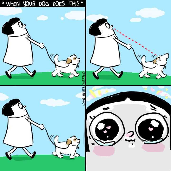 a cartoon of a woman walking a dog with a leash