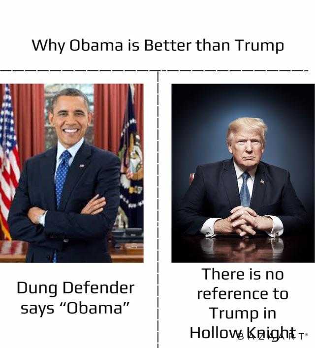 two pictures of president obama and president trump with the same caption