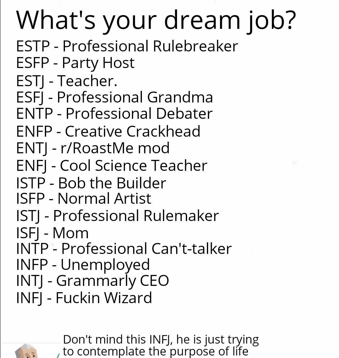 a poster with a list of what ' s your dream job?