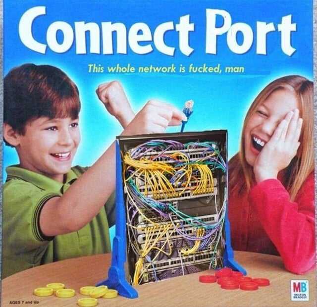 a close up of a box of connect port with two children