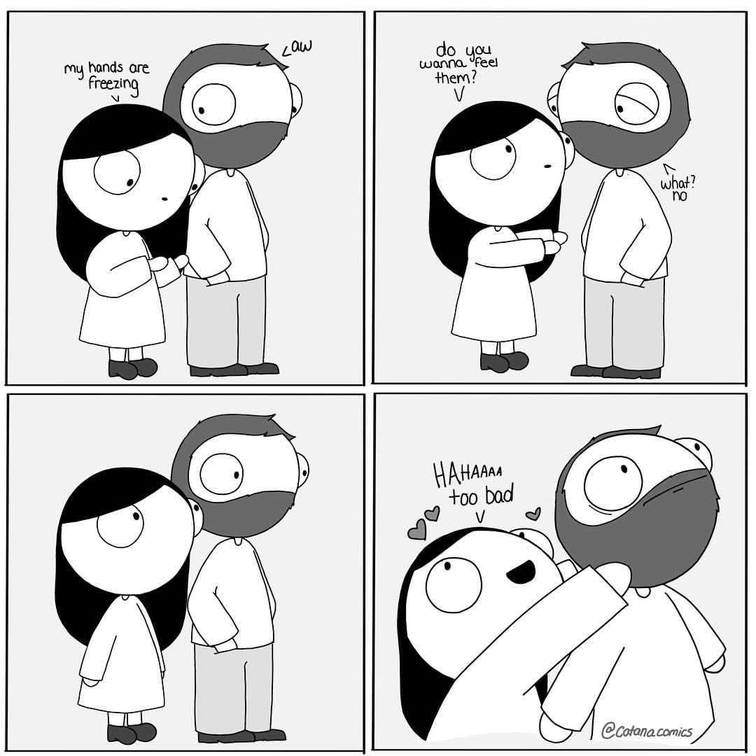 a cartoon of a man and woman sharing a hug