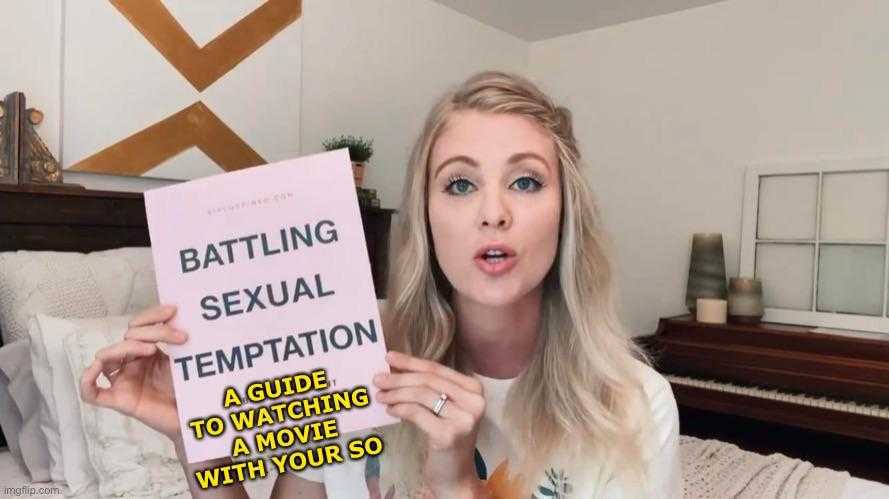 woman holding a sign that says battling sexual temptation