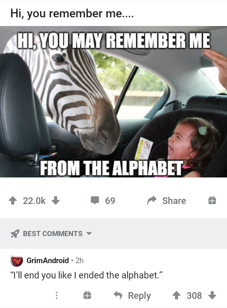 zebra sticking its head into a car seat with a child in it