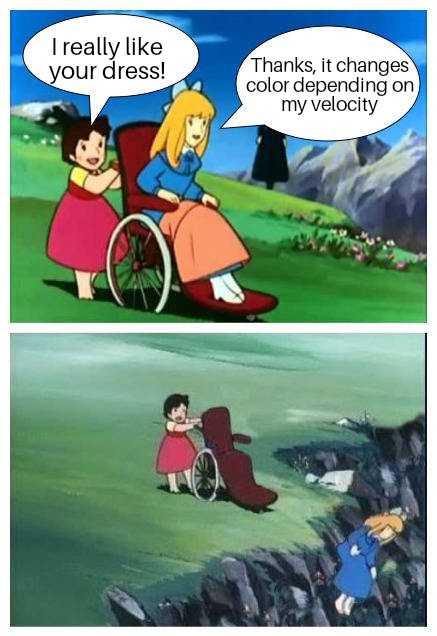 cartoon of a woman in a wheelchair and a man in a wheelchair with a dog