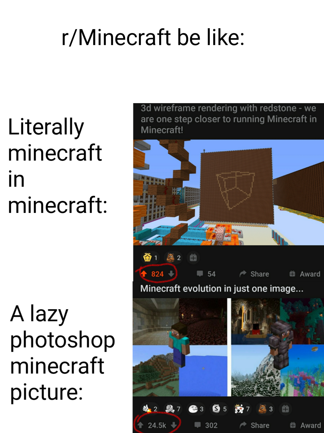 a picture of a picture of a minecraft scene with a text that reads, i ' m already minecraft in minecraft