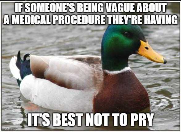 a close up of a duck in the water with a caption saying if someone being vaque about american procedure they ' re having it ' s best not to try