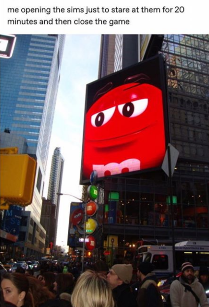 image of a billboard with a red face on it