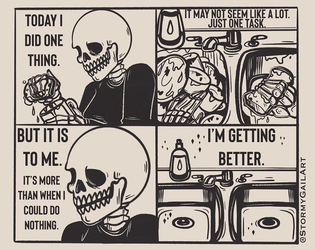 cartoon of a skeleton with a skull face and a caption of a joke