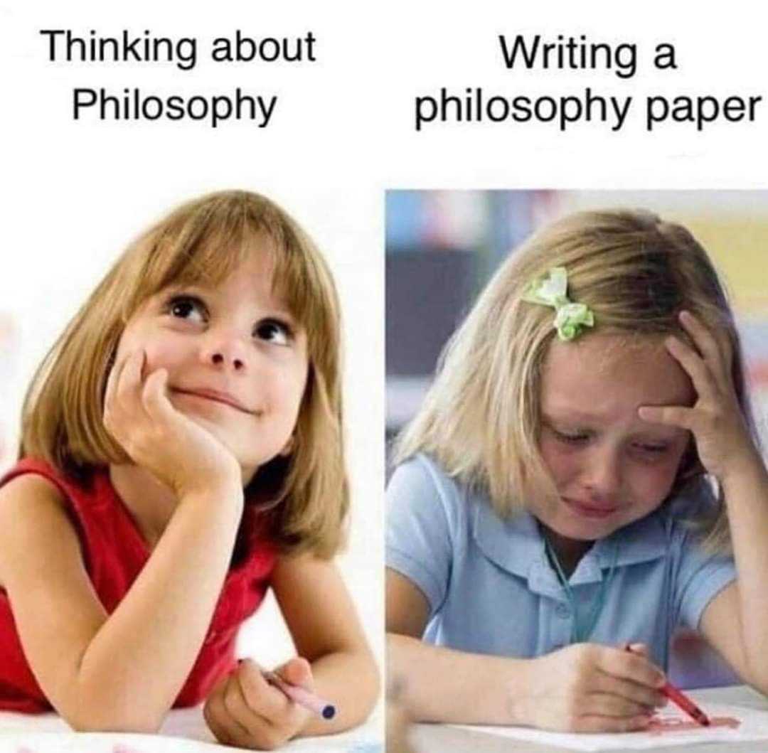 image of a girl writing a philosophy paper and a girl writing a philosophy paper