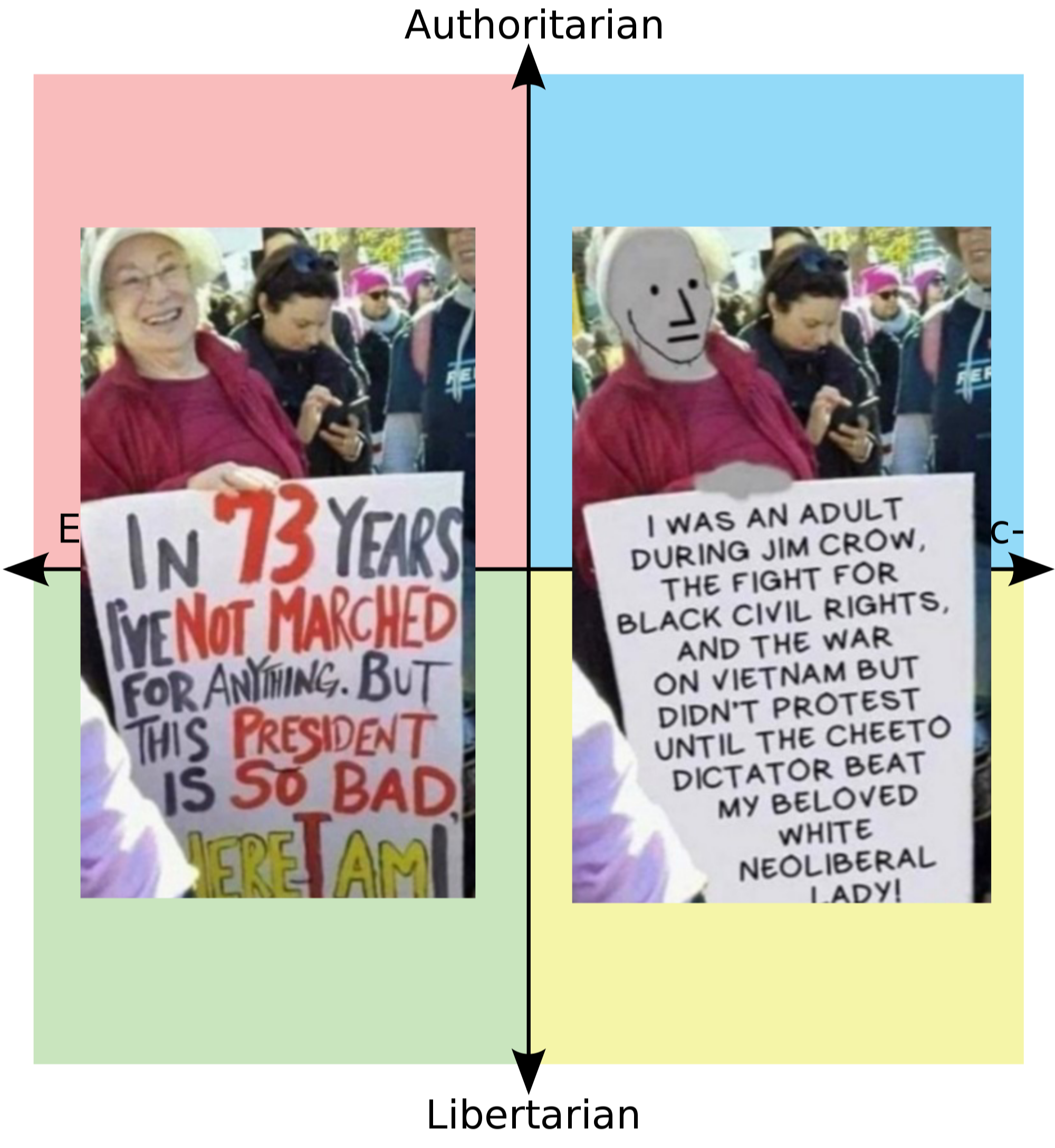 there are two pictures of a woman holding a sign with a face