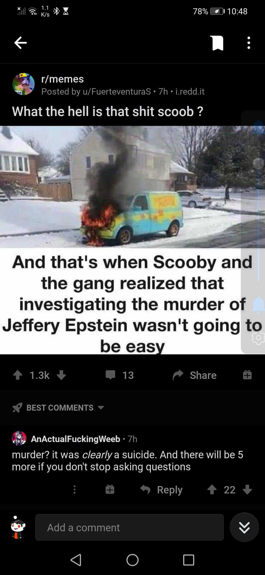 a screenshot of a twitter post with a fire and a van on fire