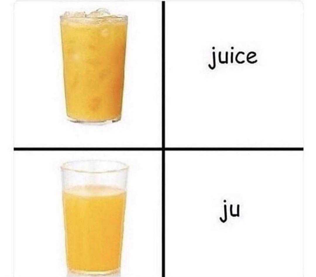 a close up of a glass of orange juice with four different pictures