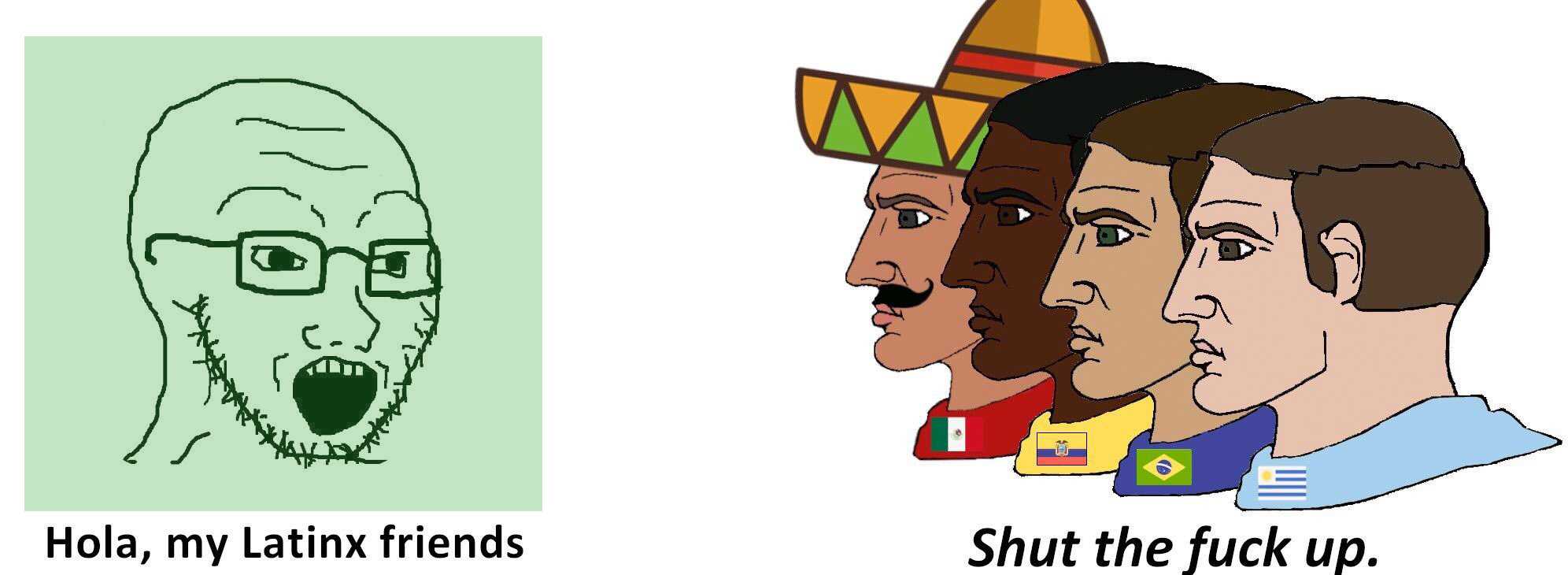 cartoon of a man with a mexican hat and a man with a mexican beard